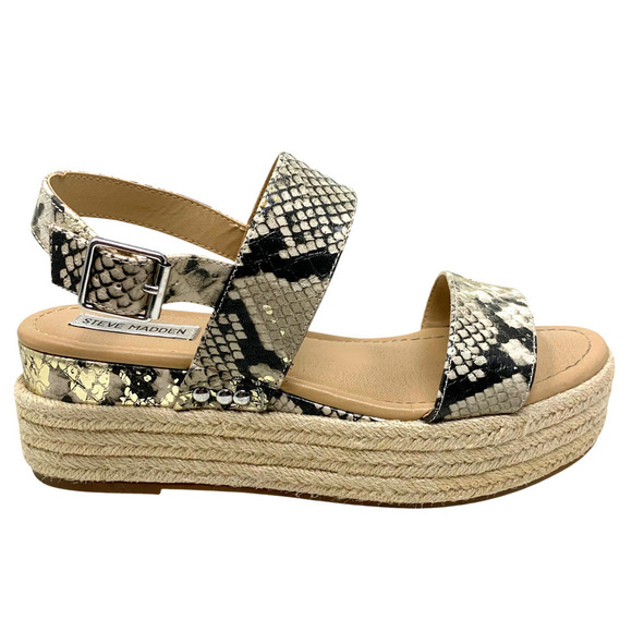 Steve Madden Fifer Sz 9 Flatform Platform Sandals Espadrille Snake Vegan Leather - Picture 3 of 9